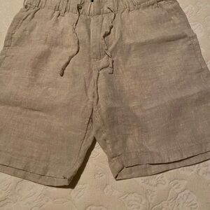 H&M Tan Flat Front Linen Shorts